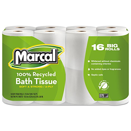 Kidcarpet Marcal Toilet Paper, 100% Recycled 2-Ply, White, - Green Seal Certified, Soft & Absorbent r16466