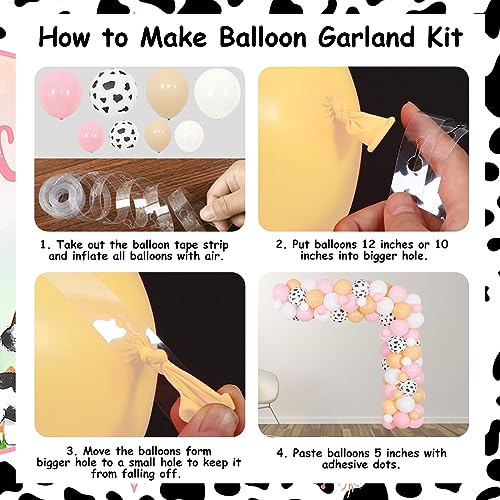Joymemo F-PA-9422 Farm Animal 1St Birthday Decorations Baby Girl - Pink Barnyard Cow Print Balloon Garland Kit With Barn Backdrop, One High Chair Monthly Photo Banner thumb #5
