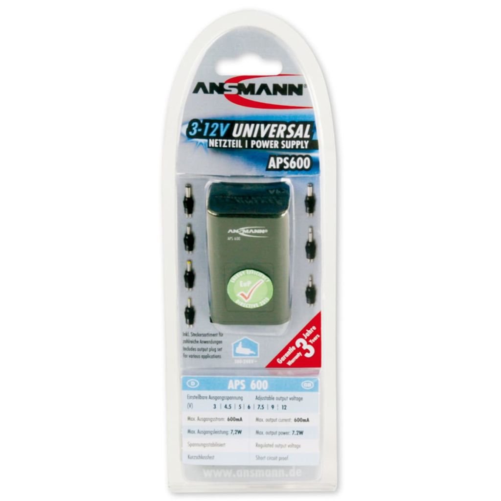 ALIMENTATORE 500 MA UNIVERSALE GINYUS TRASFORMATORE AC DC 3V 12V + 7 SPINOTTI INTERCAMBIABILI Alta Qualita