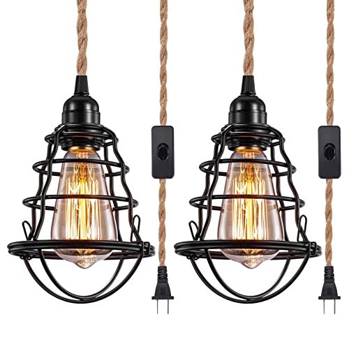 Asnxcju Industrial Plug in Pendant Light, Vintage...