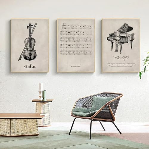 Toile murale salon grand format 80x120cm pour décorer un grand mur vide motif partition