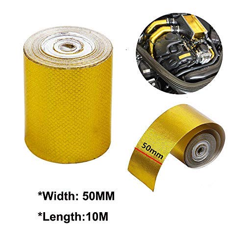 Image of MASO Gold Foil Duct Tape 10MX5CM High Temperature Heat Shield Tape Duct Protective Tapes for Car Oil Pipe Steam Pipe Building Pipe