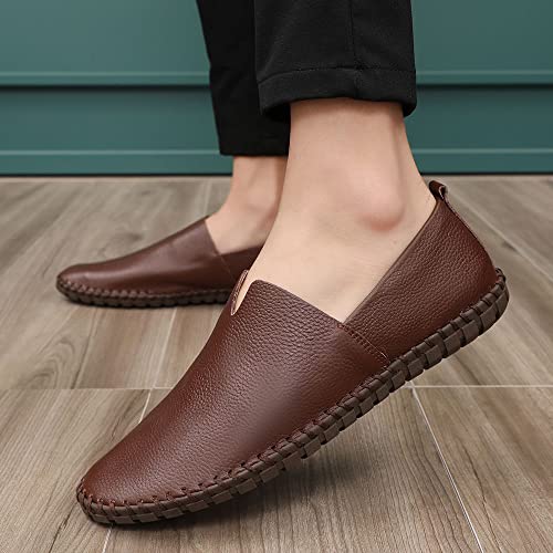 Image of Men's Genuine Leather Loafer Shoes Slip On Soft Walking Driving Shoes