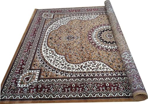 Image of Kashmiri Design Traditional Carpets for Living Room 5x7 Feet (150 x 210 Cm) Drawing Room Hall Gold Colour