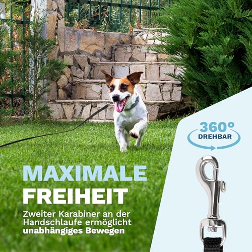 PETS PERFECT SCHLEPPLEINE 5M – Lange Leine Hund für Training & Freilauf – Schleppleine Kleine Hunde extra leicht & robust für Hunde und Katzen – Schwarz