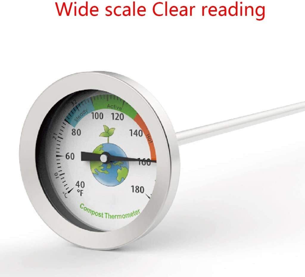 Termómetro de Suelo de Acero Inoxidable portátil Termómetro de Suelo Celsius Medición de jardín Patio 40-180 Dial Temperatura Duradera