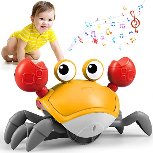 Image of Crawling Crab Baby Toy, Tummy Time Toys, Sensing Interactive Walking Dancing Toy for Crawling Baby Induction Crabs with Music Sounds, Infant Fun Birthday Gifts Entertainment for Toddler Baby Boy Girl