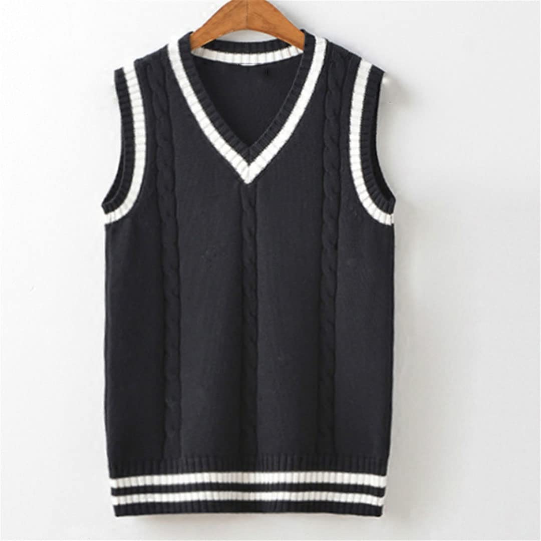 Pull sans manches en tricot épais à col en V pour homme