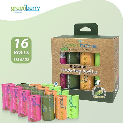 BioBase-Pet-Poop-Bags-16-Rolls-192-Refills-13-Inch-x-9-Inch-Odor-and-Leak-Proof