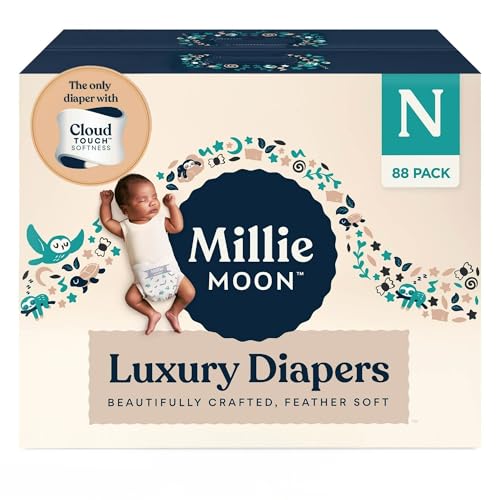 Image of Millie Moon Luxury Diapers – Ultra Soft Cloud Touch Disposable Diapers with 12 Hour Absorbency & Wetness Indicator (N - 88ct)