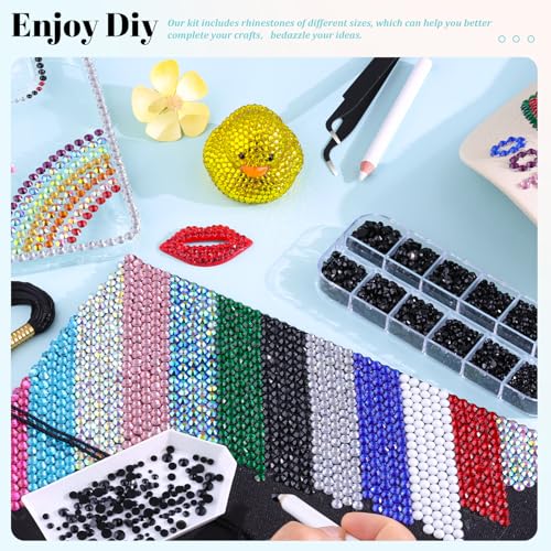 Image of 6100Pcs Resin Rhinestones for Crafting with 2Pcs 10ml B7000 Jewelry Glue, 1 Box Flatback Crystals Diamond (Black) for Bedazzling Crafts DIY Nail Art Non Hotfix Gems for Clothing Shoes Tumblers