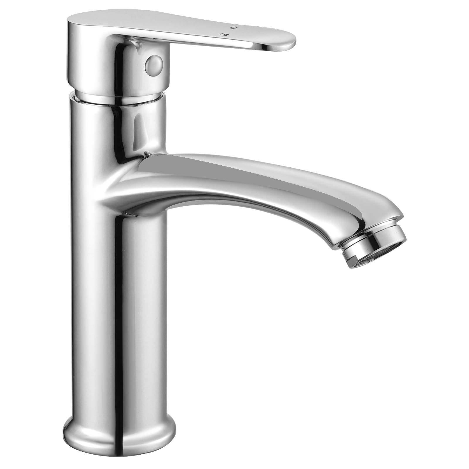 Peppermint Silver Basin Mixer Taps Bathroom Sink Tap Mixers Large Mono Sink Tap For Bathroom Basin 1 Hole Single Lever Monobloc Chrome Cloakroom Taps With G1/2 Hoses Hot And Cold Mixers