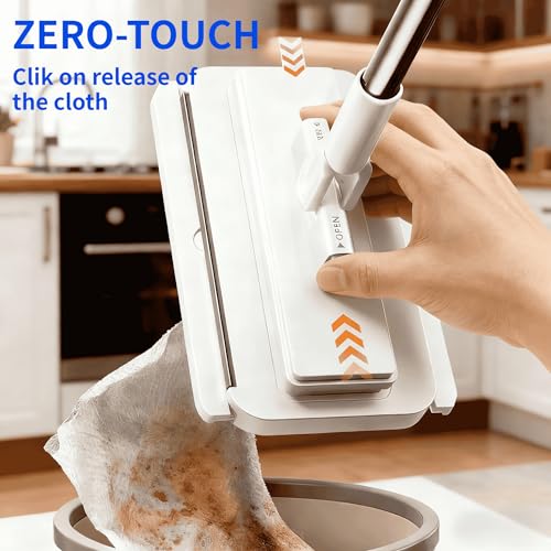 Image of Press Grip Mini Mop with a Mini Foldable Desktop Mop, Zero-Touch Gap Dust Cleaner with 39in Stick & Clip On Locking Head, Dry Wet Disposable Dust Mop for Kitchen Wall Bathroom Toilet Corners