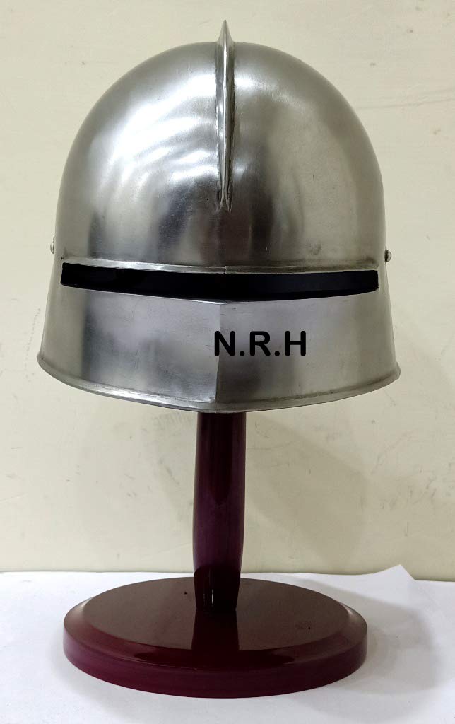 Nautical Replica Hub Medieval German Sallet Halloween Helmet - Gothic Close Helmet Re-enactment Costume Spartan With wooden stand