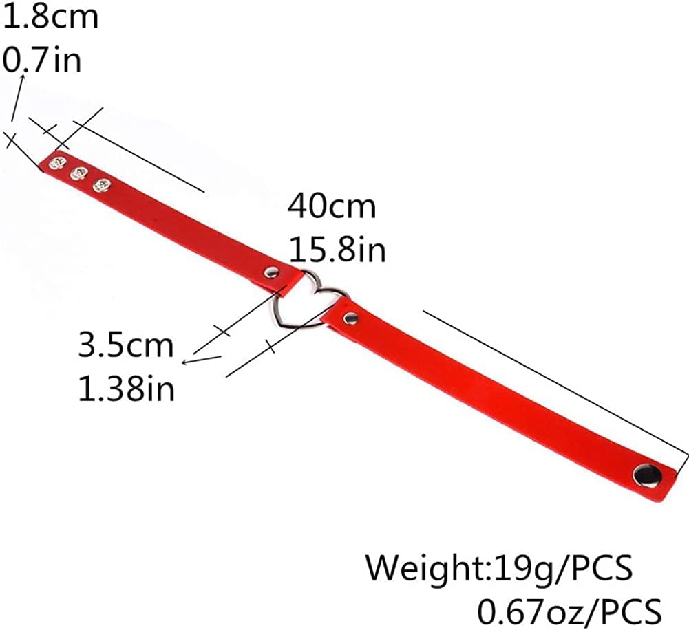 Heart Leather Choker Punk Necklace Goth Soft PU Collar for Women Men Girls Adjustable - Image 2