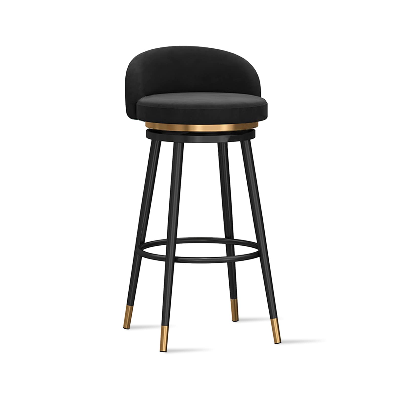 IUokLU Velvet Barstools with Back Modern Kitchen Stools for Breakfast Bar Upholstered Swivel Counter Chair for Kitchen Island 1 PCS(Black-1 PCS)