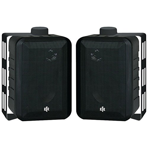 BIC America RTRV44-2 3-Way Speakers Pair Indoor/Outdoor Black RtR Series Consumer Electronics