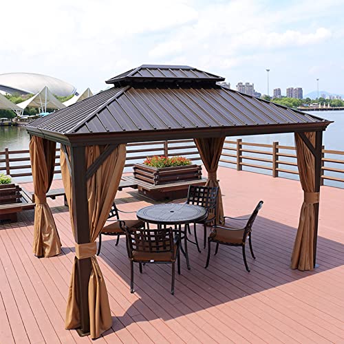 NEDOES Casa de Madera Gazebo, Tienda de sombrilla, pabellón de Cuatro Esquinas para Patio Exterior de aleación de Aluminio, Gazebo de Granja de jardín
