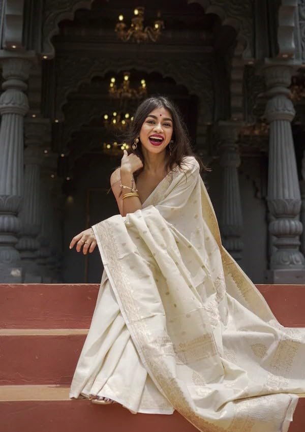 Image of Flosive inchWomen's Traditional Banarasi Kanjivaram Soft Silk Saree with Intricate Zari Weaving, Elegant Ethnic Design, Festival & with Blouse Piece inch