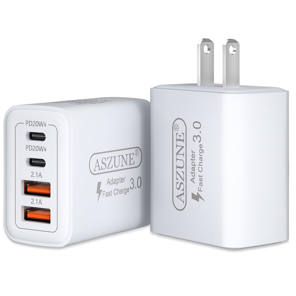 USB C Wall Charger 40W 4-Port,USBC Cube Power Adapter Wall Plug Multiport Type C Brick for Apple Watch Series 9/8/7/6/5/4/3/Ultra 2/1/SE,iPhone 15 Plus/15 Pro Max (2-Pack)