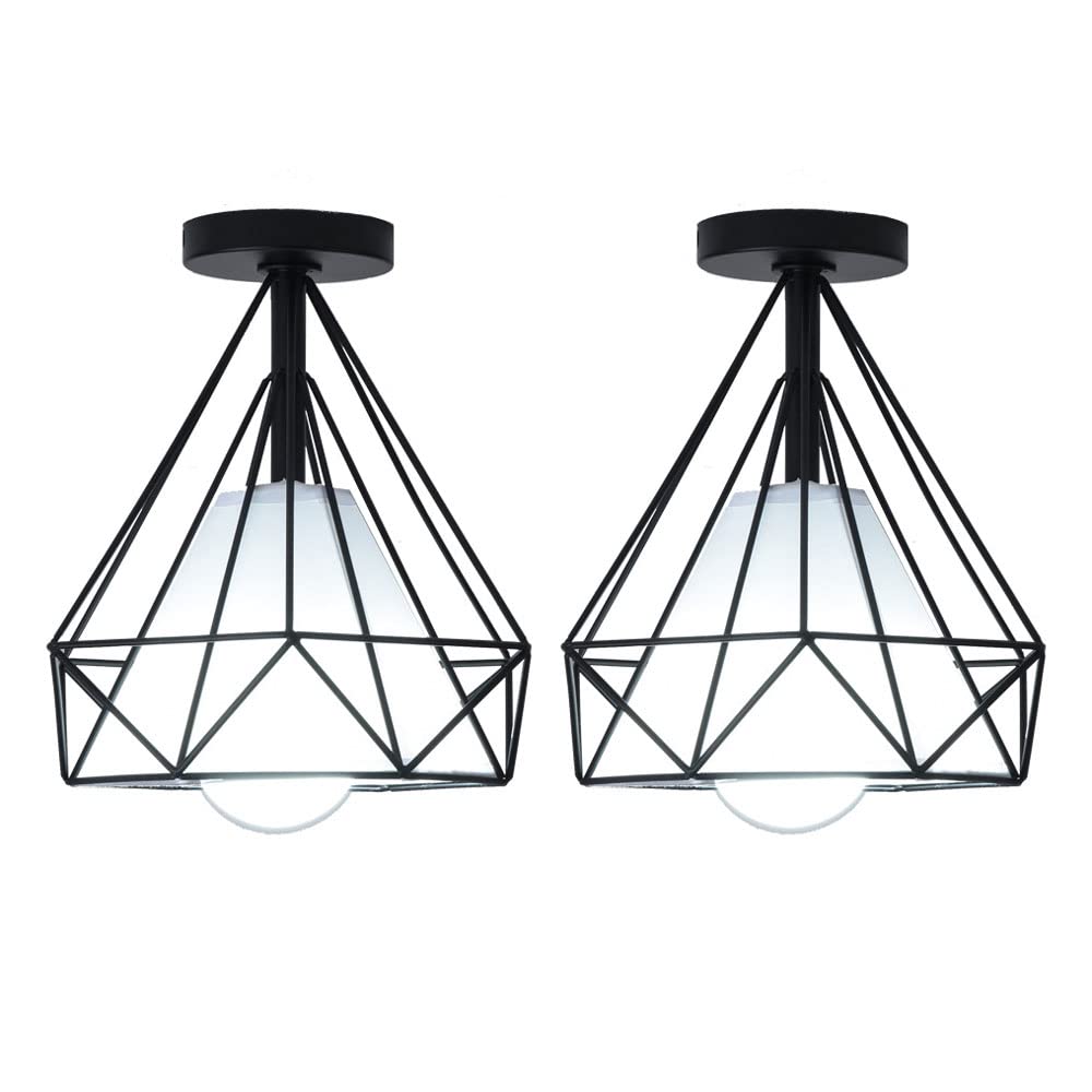 Éclairage de ferme noir mat lot de 4, mini lustre industriel rétro pour plafond cuisine