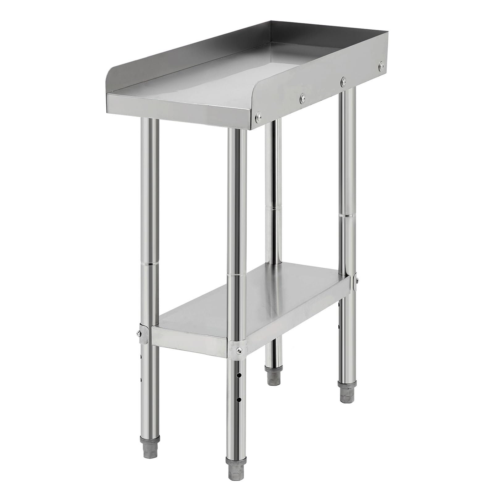 Equipment Grill Stand Table 12x24x30 Inch Stainless Steel NSF Certified 400 Lbs Capacity with Adjustable Legs, 2" Edge Baffle, for Hotel, Home, Commercial Restaurant Kitchen