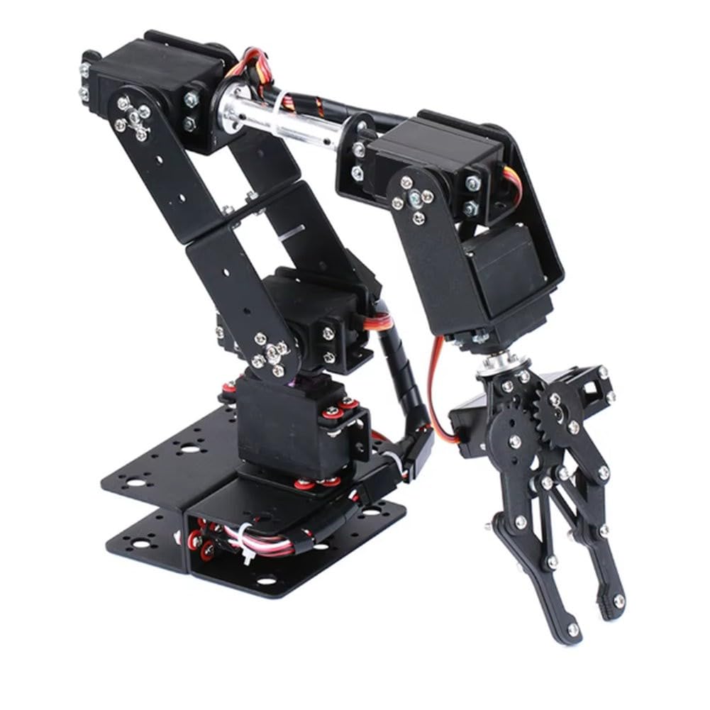 6DOF Roboterarm Kit, Metall Roboterarm mit 6 Motoren, DIY Pädagogisches Werkzeug für Universitätsunterricht und Roboterwettbewerb