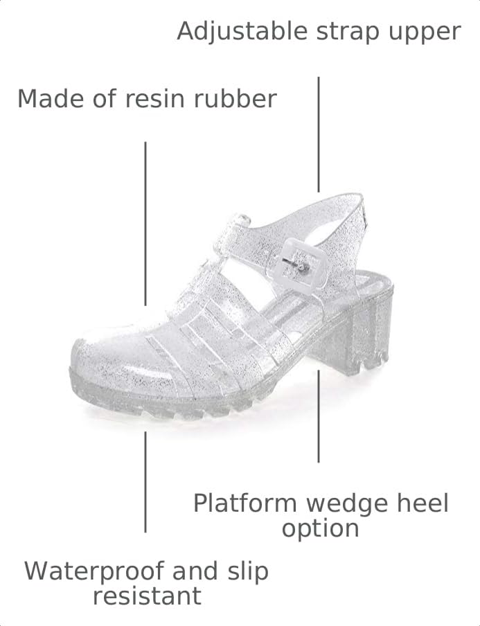 Image of Hee grand Crystal Jelly Heel Sandals for Women Summer Beach Jelly Shoes