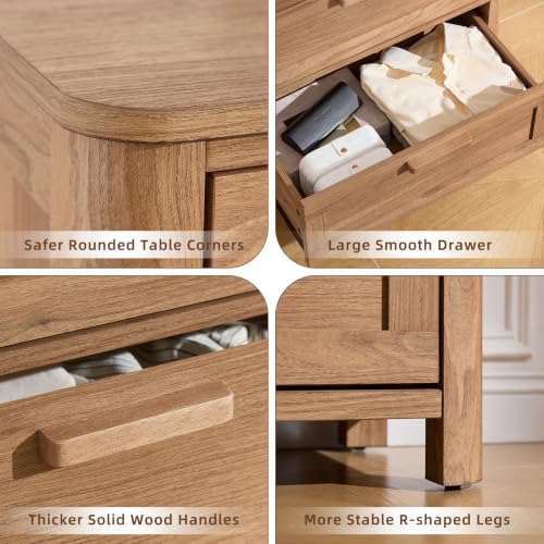 Image of Joaxswe Farmhouse 6 Drawer Dresser for Bedroom, Horizontal Dressers with 6 Deep Drawers & 4 Thickened Table Legs, Brown