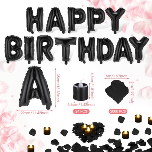 Image of Black Happy Birthday Balloons Decorations Letter Balloons