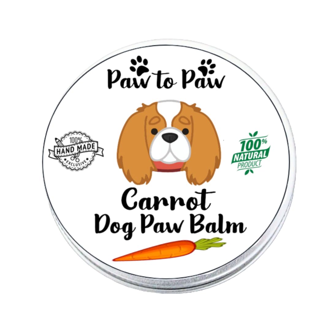 Paw to Paw Dog Paw & Nose Balm, Carrot Infused, Alcohol Free, Natural Lick-Safe Paw Protector for Cracked Pads & Dry Nose