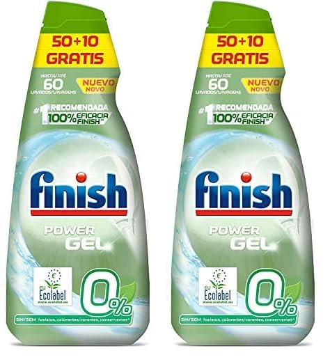 Finish Power Gel 0% Detergente Lavavajillas Ecológico - 900ml (Paquete de 2)