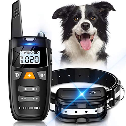 CLEEBOURG Dog Shock Collar, Remote Dog Training Collar with 3 Correction Remote Training Modes, Vibration, Shock, Beep, Adjustable Collar Strap for Small Medium Large Dog