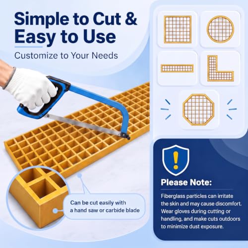 Image of Cinnvoice 3 Pcs FRP Molded Grating Panel, 2.6ft X 0.8ft X 1.5in, Yellow
