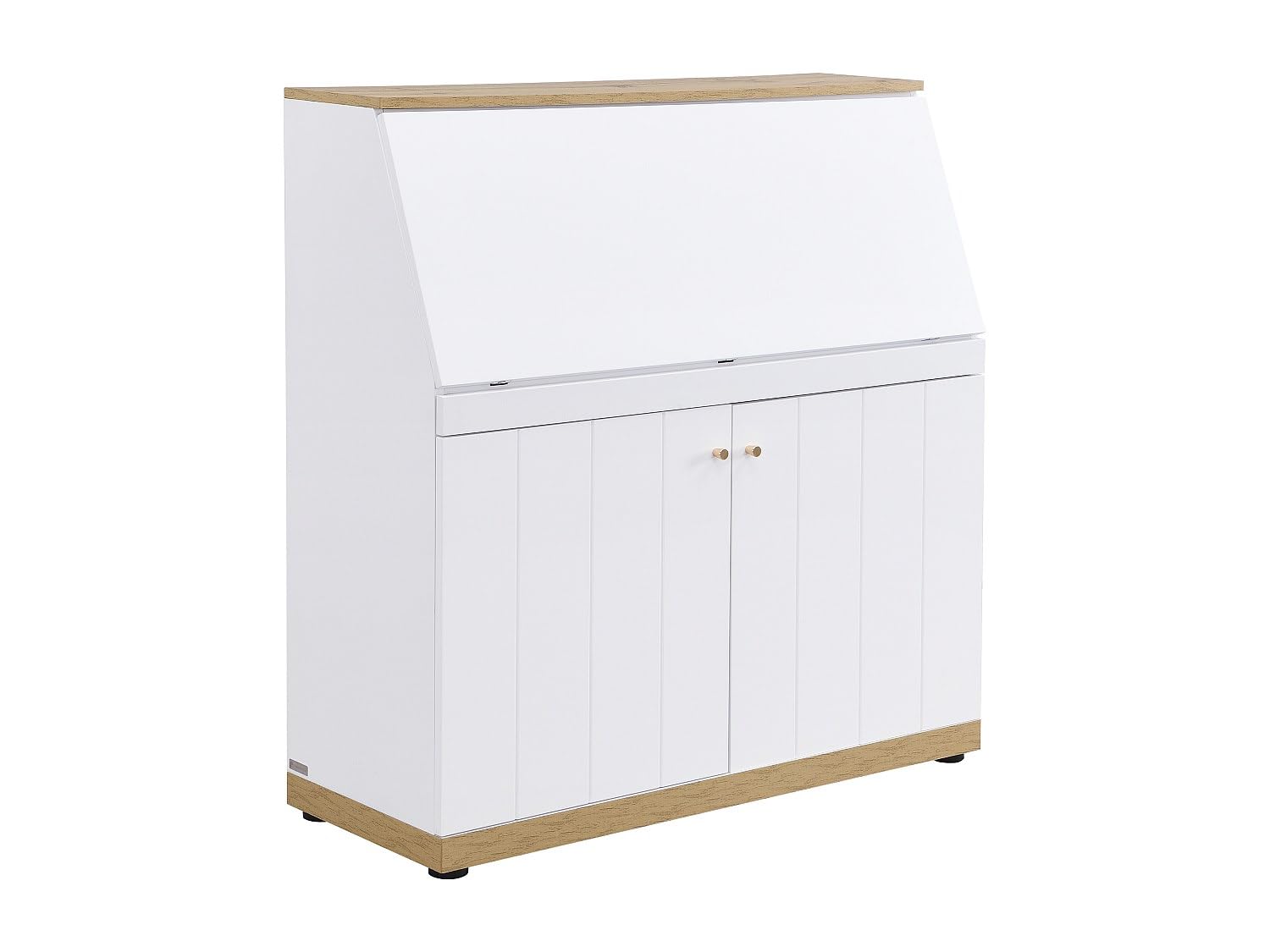 Vente-unique - Segretario – MDF – Colore: bianco e naturale – Dutasi – con stoccaggio