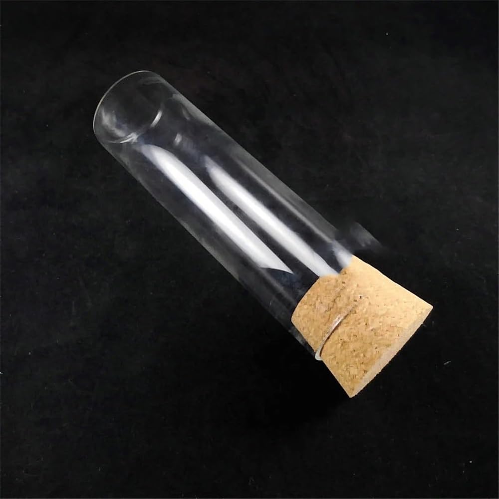 probówki laboratoryjne, Szklana probówka z korkiem, płaskie dno, 45 x 150 mm, 197 ml, do laboratorium