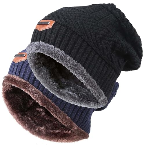 HINDAWI Winter Hats for Boys Kids (5-14 Years) Slouchy Beanie Girls Children Windproof Warm Knit Snow Skull Cap
