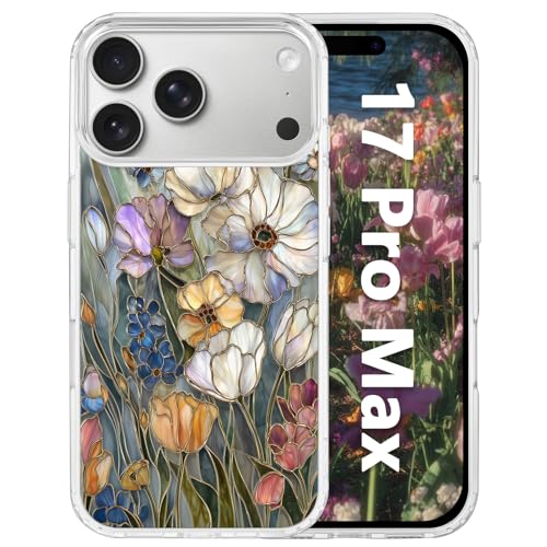 Coque fleurie iPhone 17 Pro Max transparente compatible recharge sans fil MagSafe