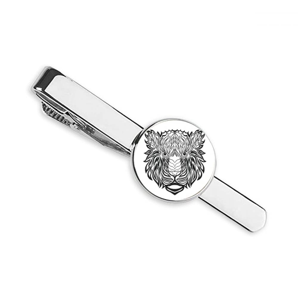 Strong Lion Animal Portrait Sketch Necktie Tie Clip Bar Business Man