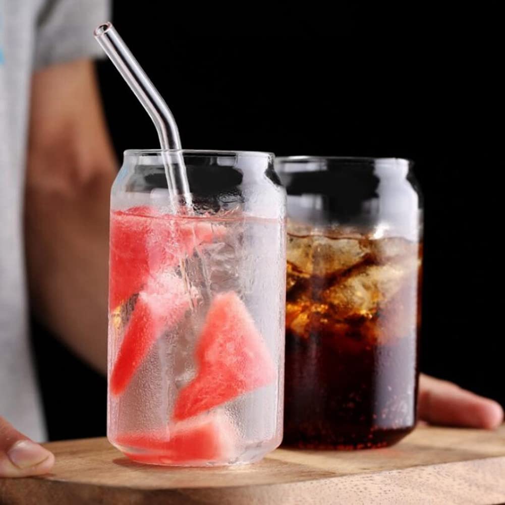 Lot de 12 tasses en verre en forme de canette pour eau, lait, bière, dessert, 400 ml