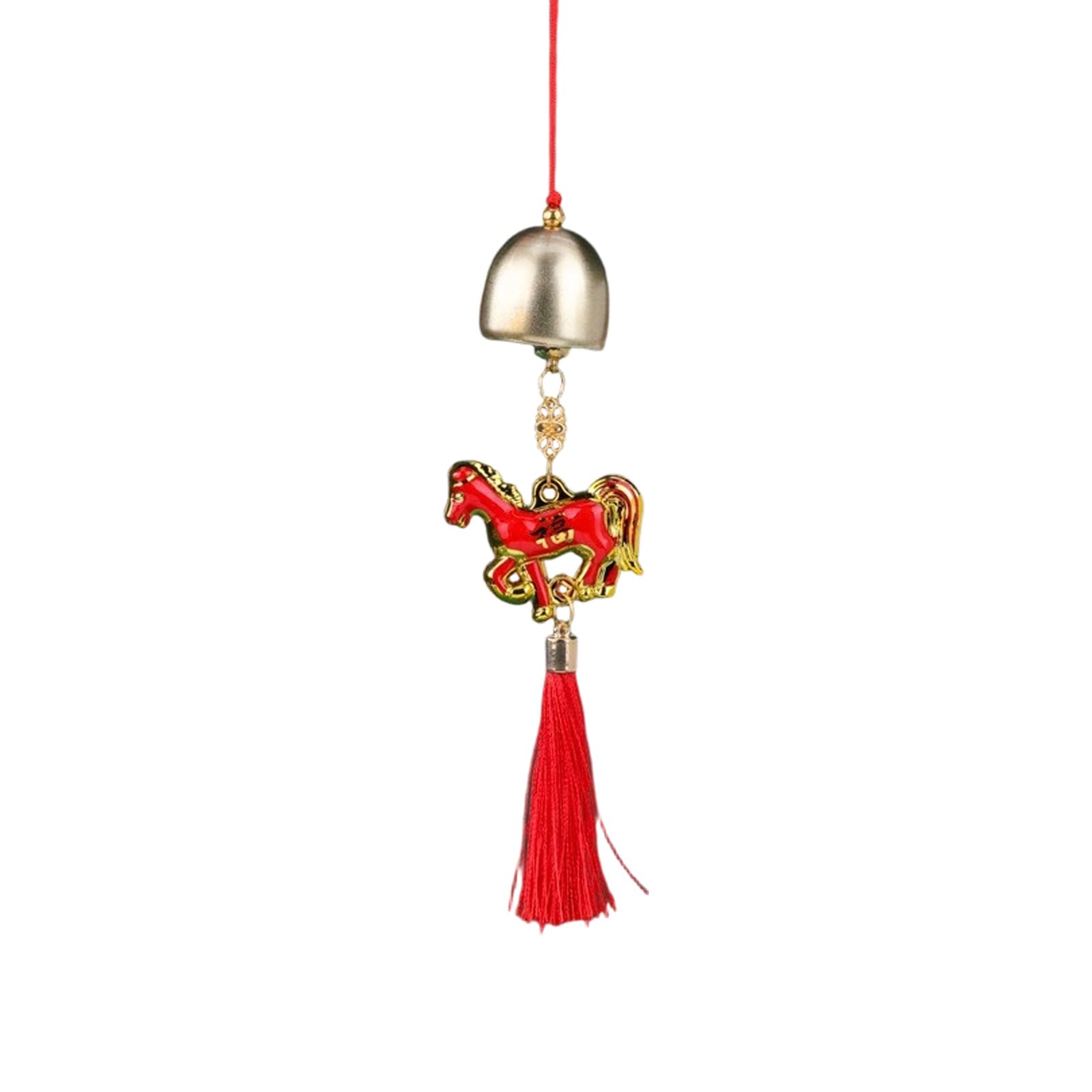 Tsophreniq Chinese New Years Horse Ornament Car Hanging Ornament Bells Zodiacs Pendant Charm with Tassels Fengshui Ornaments Charm Pendant with Tassels