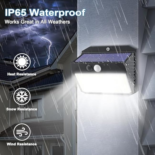 Solar Lights Outdoor 150 LED, 10 Pack Motion Sensor Lights With 3 Lighting Modes, IP65 Waterproof Fence Lights, Security Lights for House