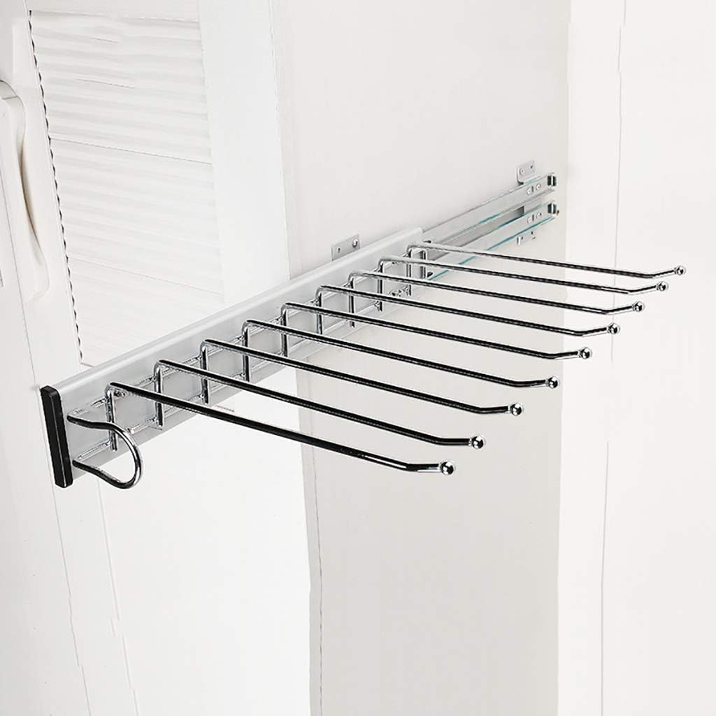 Wardrobe Trousers Rack,Extendable Tie Holder Hanger Rail,9 Pairs Pants Hangers for Cabinet-460mm,