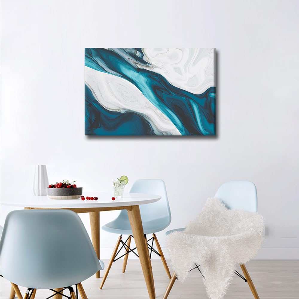 Canvas Wall Art Abstract Liquid Acrylic Resin Pictures Prints Dark Green Marbling Pattern for Living Room Bedroom Decor Contemporary Artwork Office Home Decor Framed 16x24inch - Image 3
