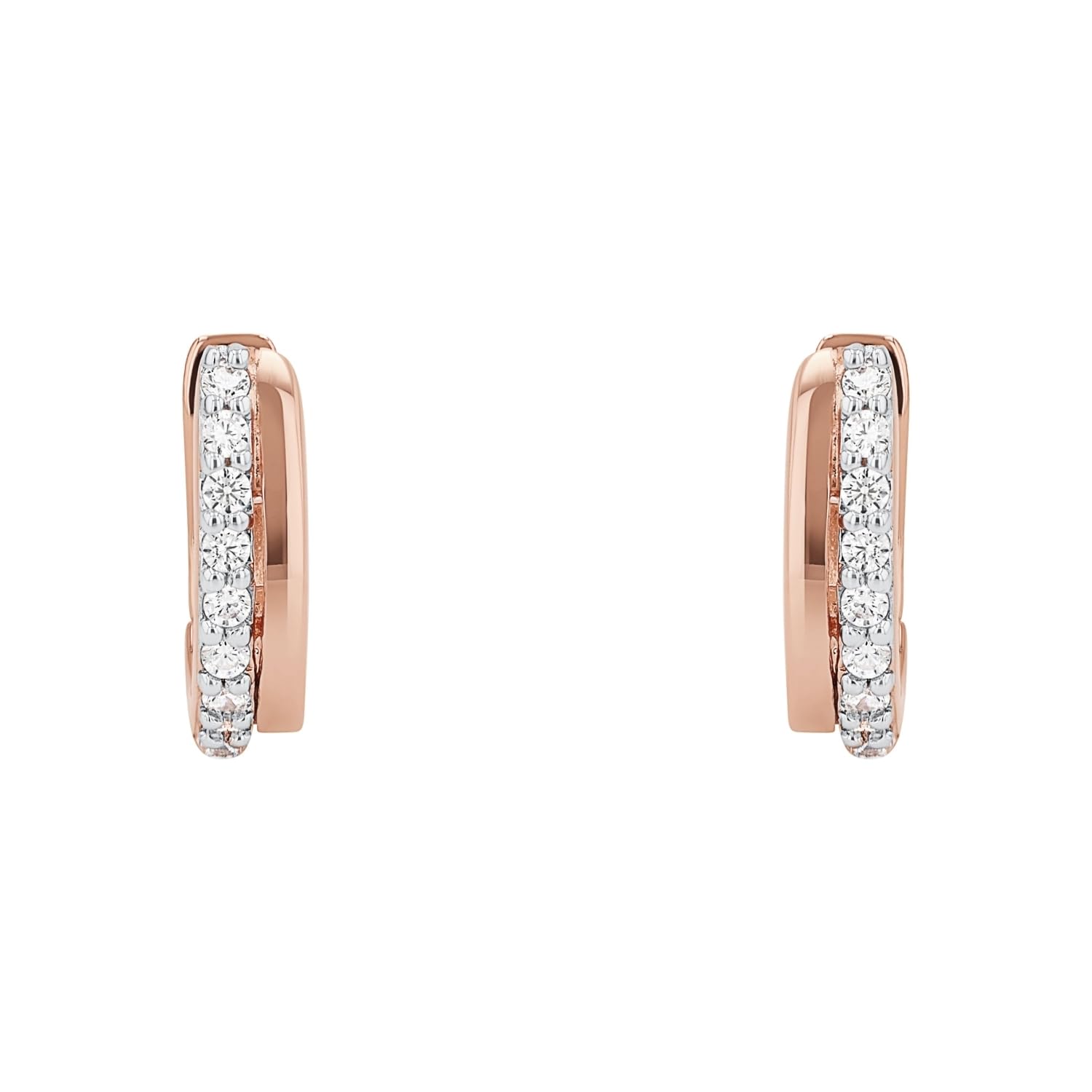 Amor Creolen 925 Sterling Silber Damen Ohrschmuck, mit Zirkonia synth., 1,3 cm, Roséfarben, Kommt in Schmuck Geschenk Box, 2017096