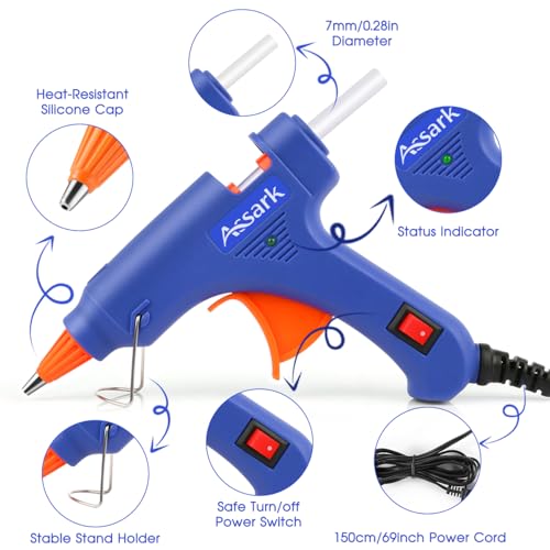 Hot Glue Gun Kit with 30 Glue Sticks(130mm x 7mm), Fast Preheating Hot Melt, High Temp for School Crafts DIY Arts and Quick Home Repairs, 20W Blue - Image 6