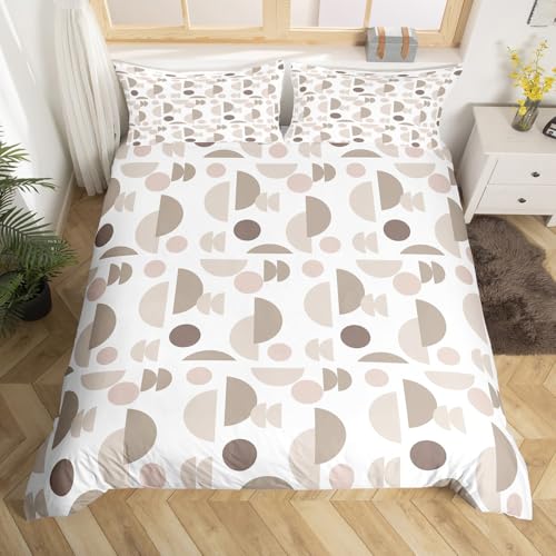 Loussiesd Juego de ropa de cama individual con estampado geométrico moderno y semicircular, ropa de cama de arte abstracto, ropa de cama de estilo minimalista decorativo para hombre y mujer
