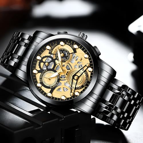 Image of KITCONE Multicolour Dial Analogue Men's Wrist Watch with Date Calendar, Metal Case and Strap -BRRD1
