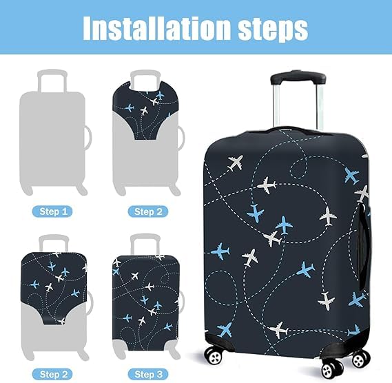 Image of Printed Luggage Cover for Traveling Bag & Suitcase - Stretchable & Scratchproof Trolley Protector with Velcro Lock & Lightweight Washable Material(Suitcase Not Included, Only Cover in Product)