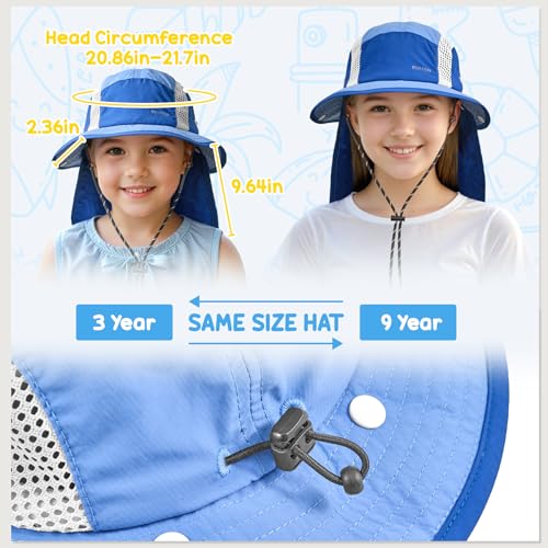 Sukeen Kids Sun Hats with Neck Flap 3 Ways to Wear Foldable Bucket Hat for Girls Boys Lightweight Kids Beach Hat for Outdoors4